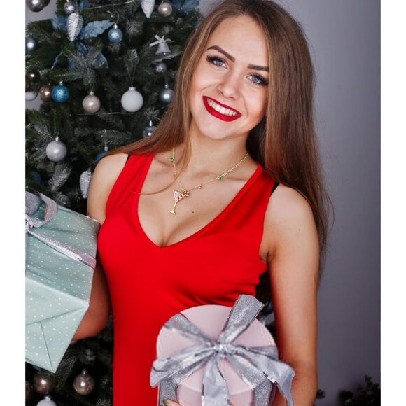 Christmas Necklace for Women Colorful Christmas Light Necklace Long Christmas Tr - Picture 9 of 9